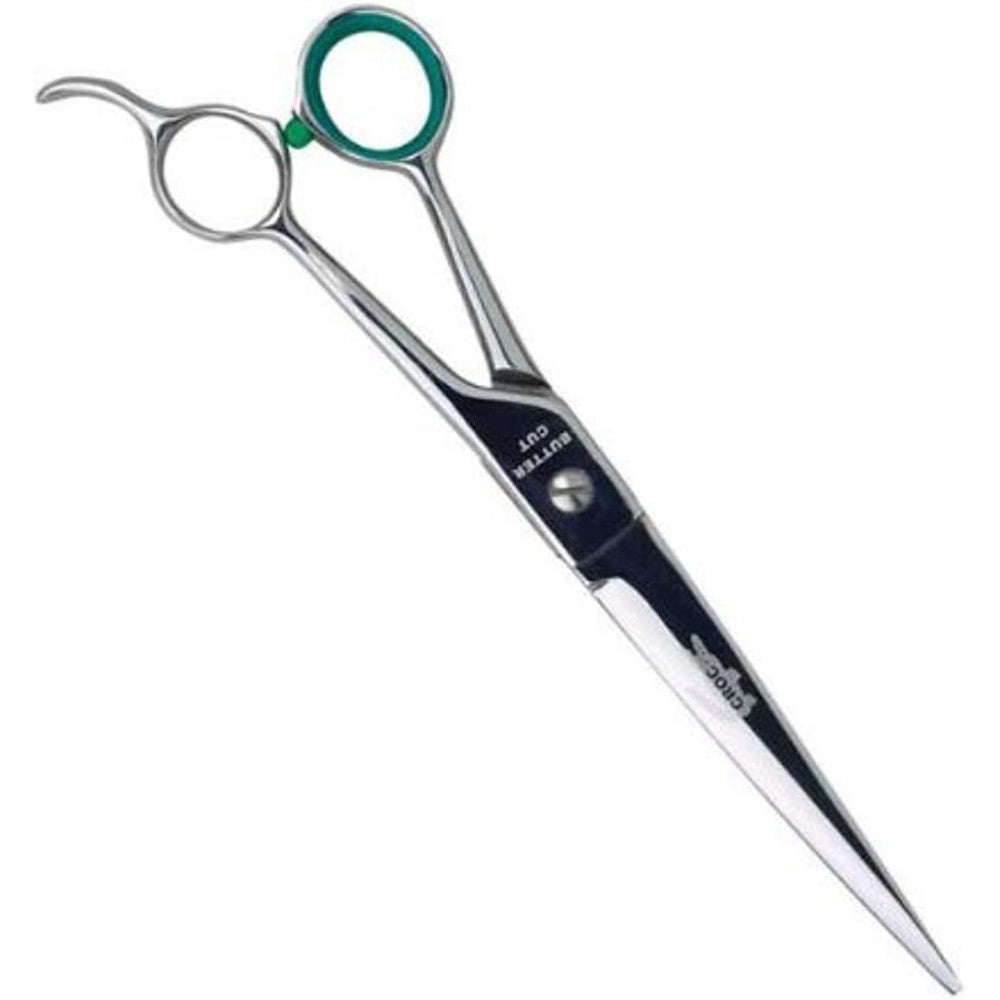 Geib stainless steel crocodile curved pet grooming shears front view professional scissors