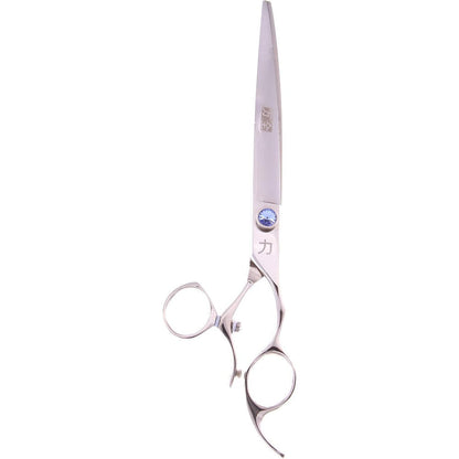 ShearsDirect Japanese 440C Stainless Steel Curved Shear With Swivel Offset Handle Design 8 Inch Professional Grooming Tool - Image 1