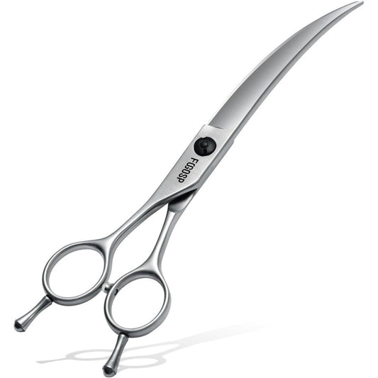 Fogosp Professional Left Handed Curved Dog Grooming Scissors full view