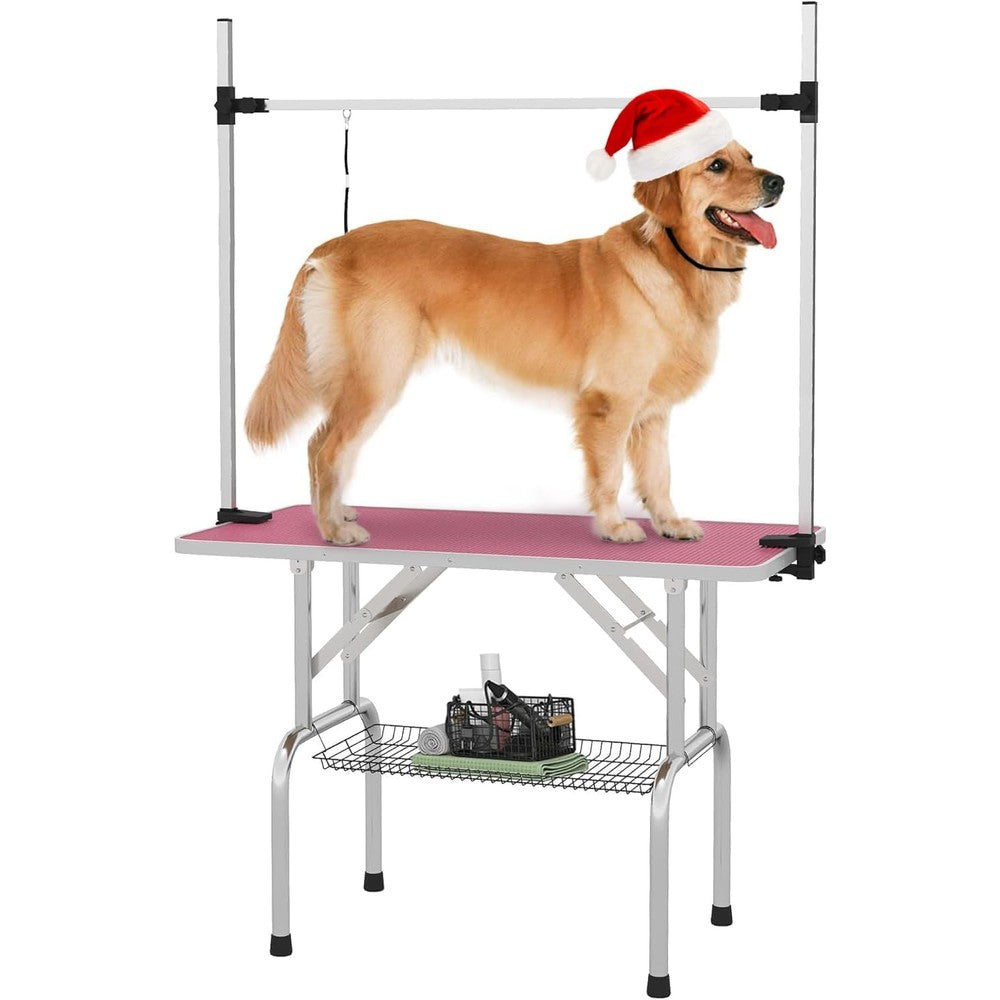 Epikoib 42 inch pink pet grooming table front view