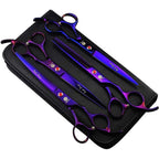 Purple Dragon professional pet grooming scissors kit front view