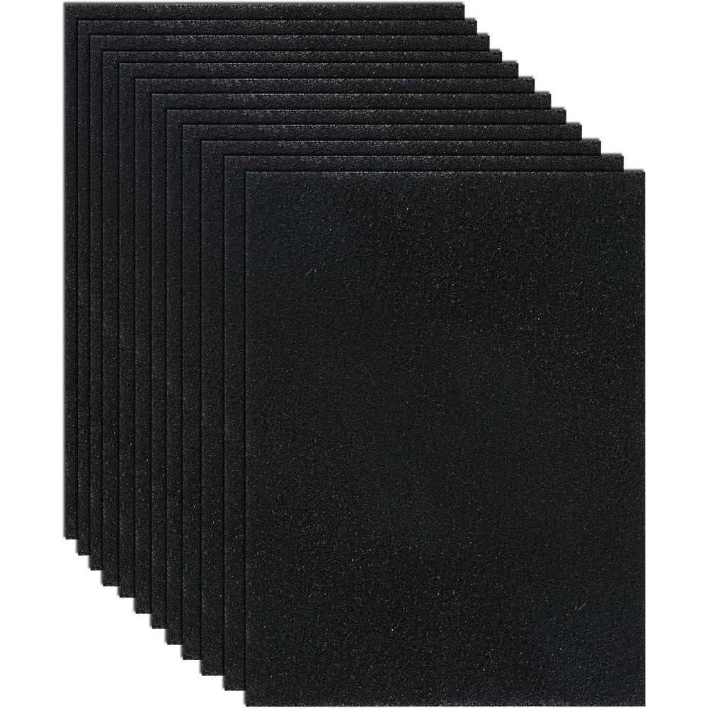AULKZIOV cat litter box charcoal filters twelve pack front view showing premium black activated carbon pads.