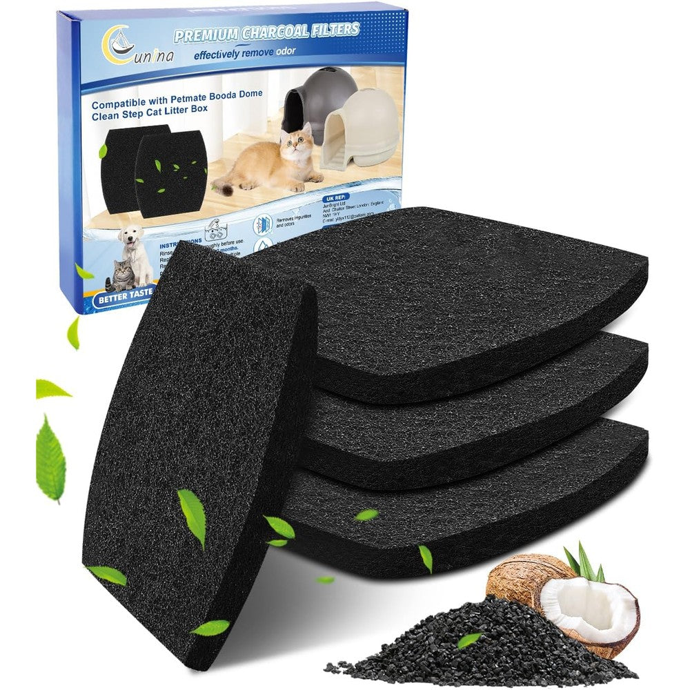 Cunina activated carbon cat litter box filters front view pack of four