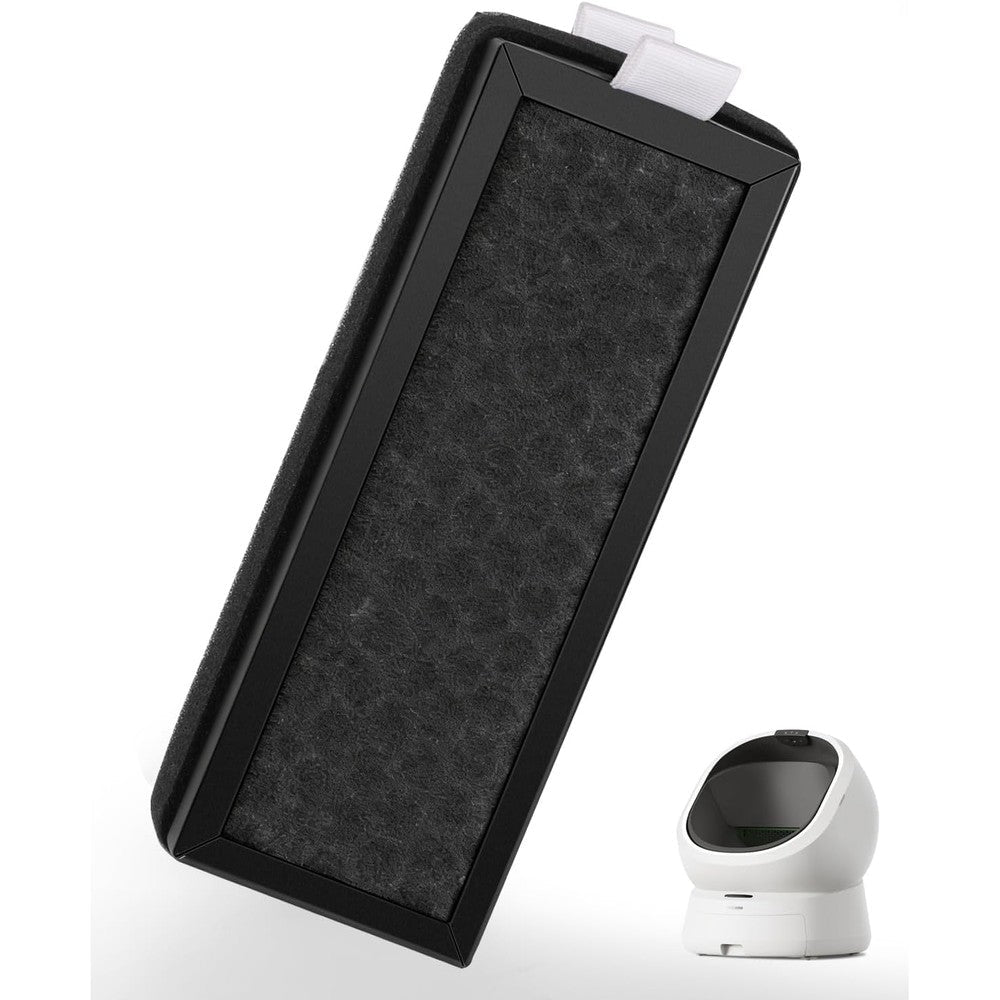 WEIGUZC replacement filter for PETLIBRO Luma automatic litter box front view showing black activated carbon material.
