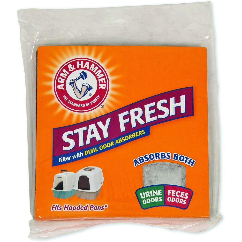 Petmate Arm and Hammer Universal Cat Litter Filter front view showing packaging.