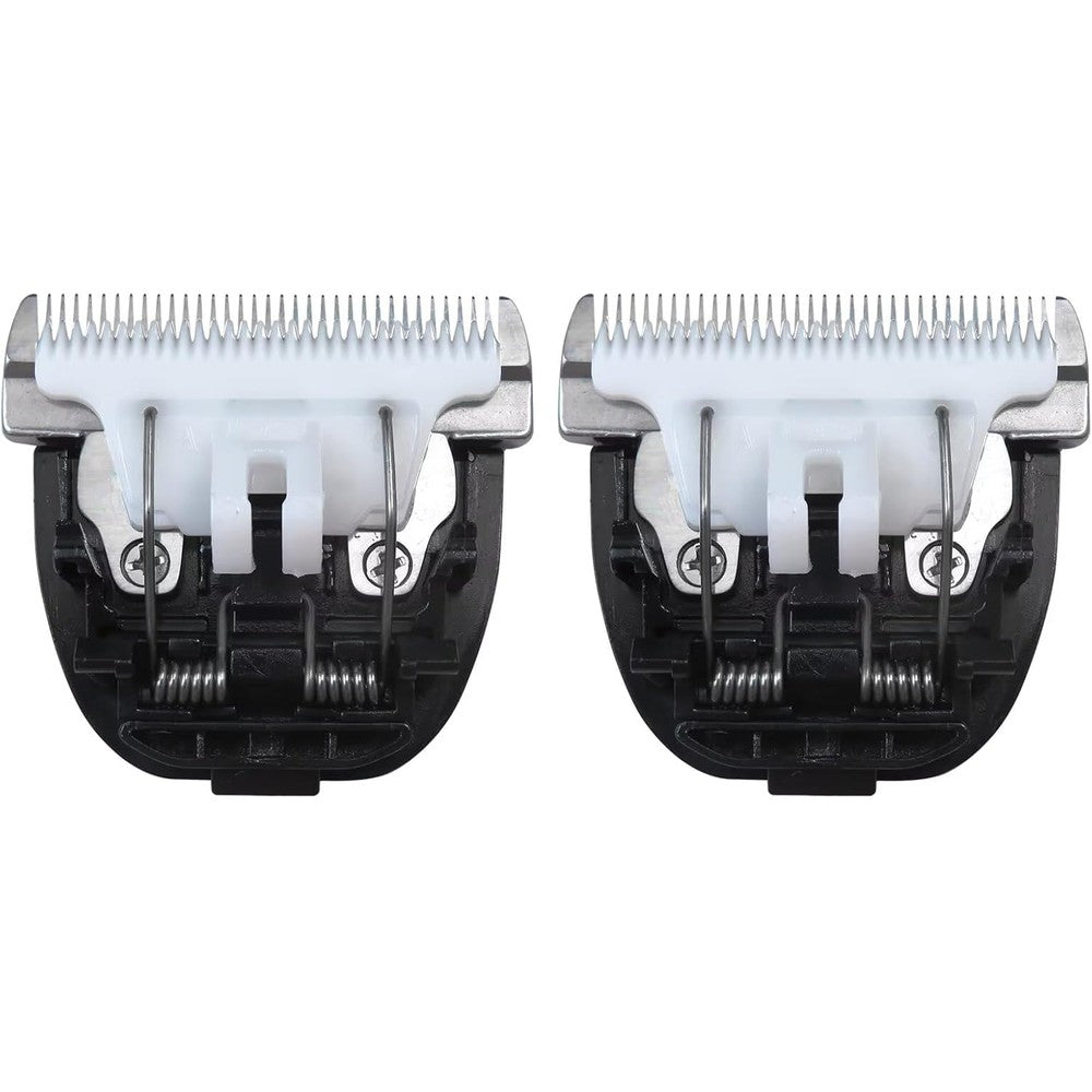 Gxcdizx replacement pet clipper blades 2-pack front view showing white ceramic edge