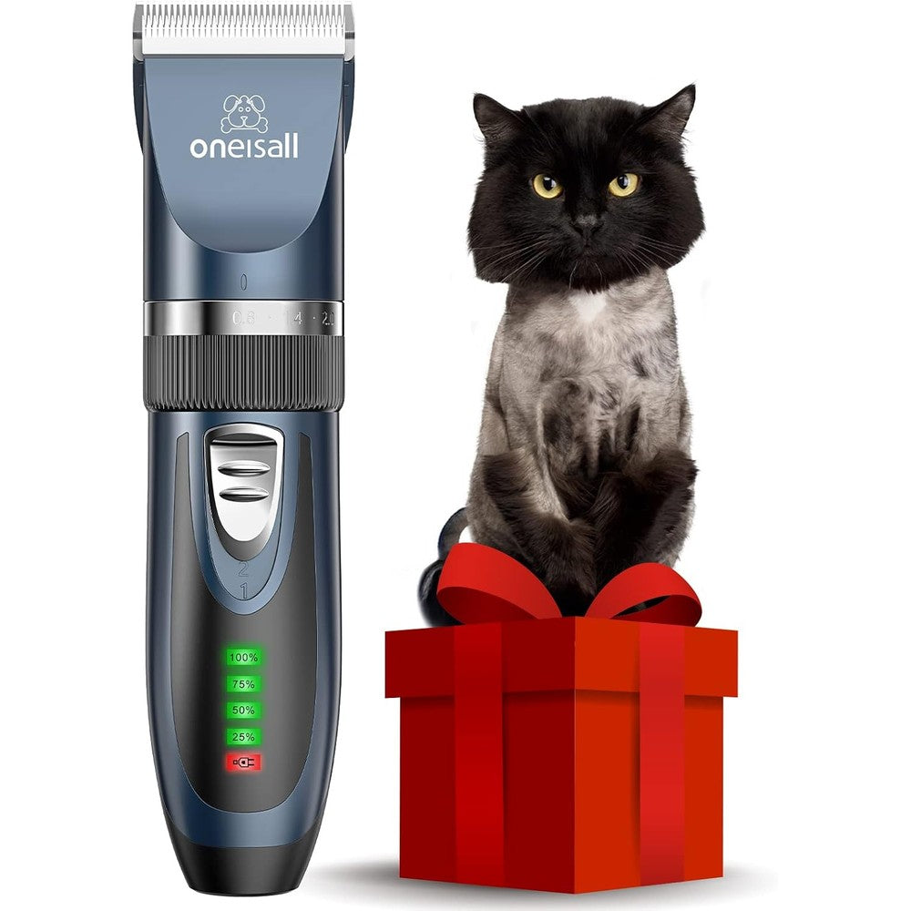 Oneisall low noise dog and cat clippers replacement blade front view showing stainless steel teeth for professional pet grooming.
