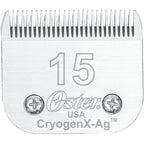 Oster CryogenX Size 15 detachable pet clipper blade front view professional grooming gear