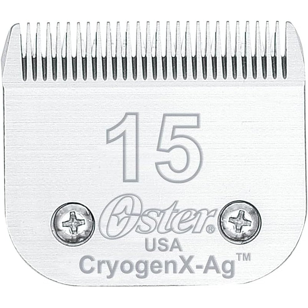 Oster CryogenX Size 15 detachable pet clipper blade front view professional grooming gear