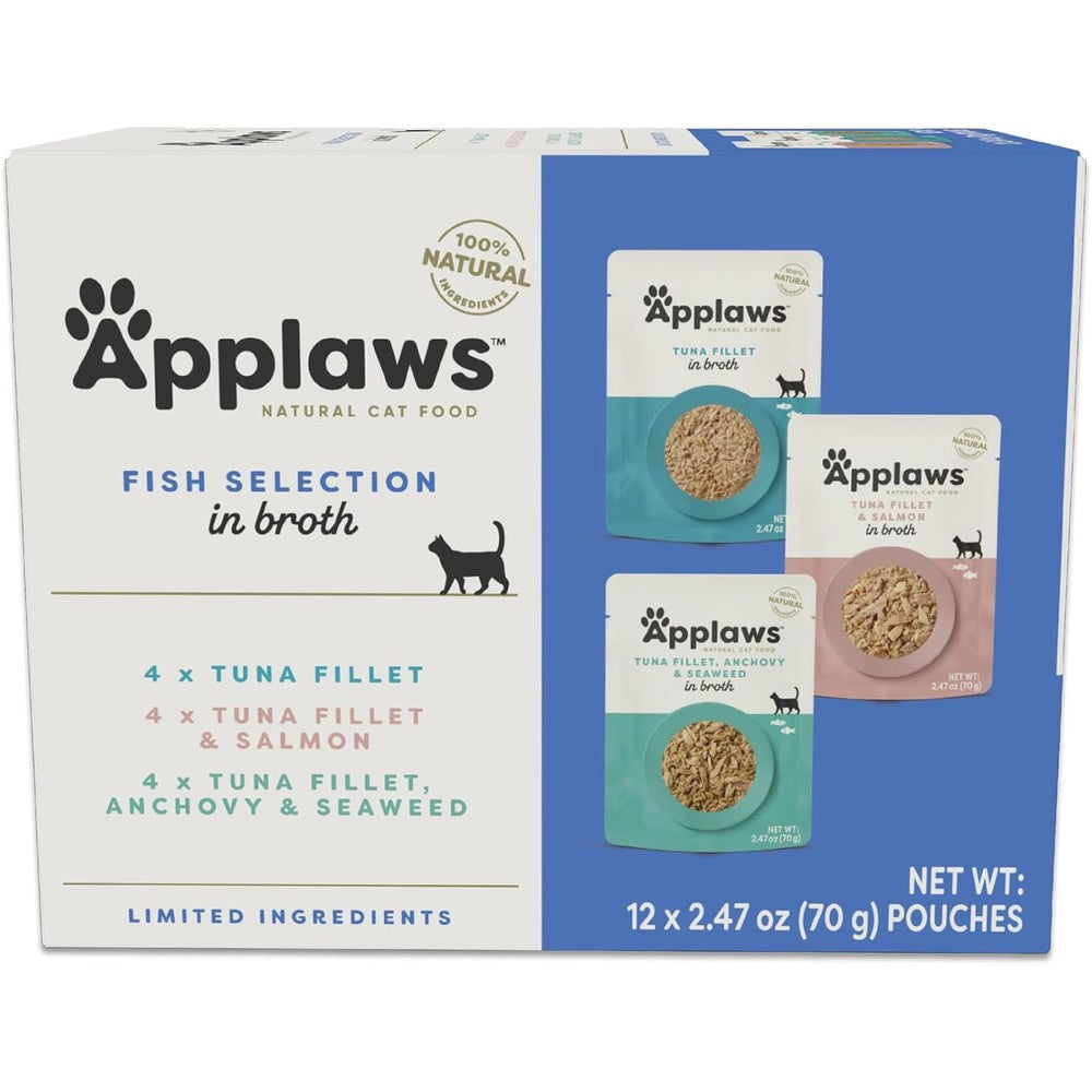 Applaws Fish Variety Wet Cat Food Mousse twelve pack box front view