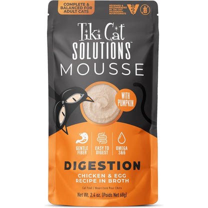Tiki Cat Solutions Digestion Mousse front view premium wet cat food pouch
