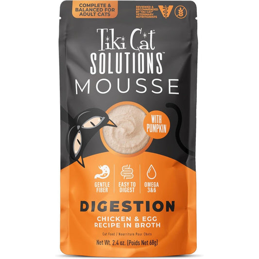Tiki Cat Solutions Digestion Mousse front view premium wet cat food pouch