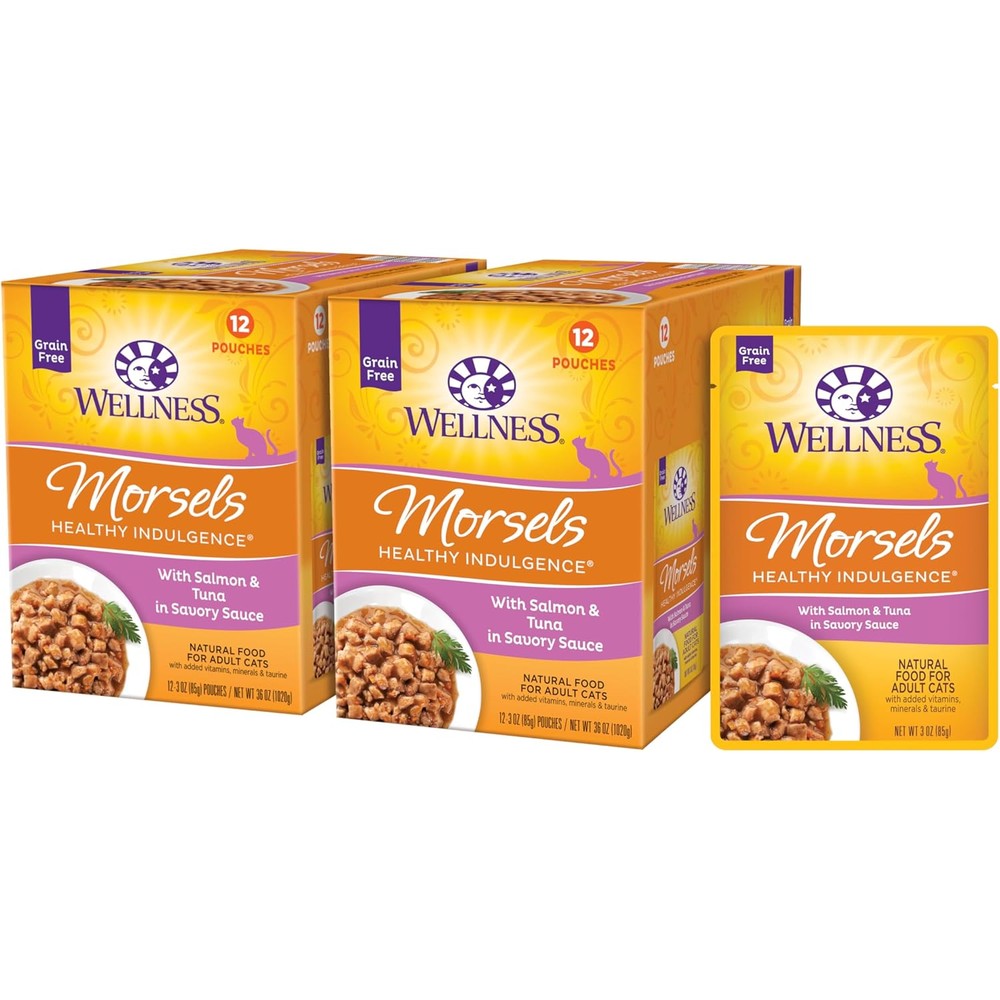 Wellness Healthy Indulgence salmon and tuna wet cat food front view