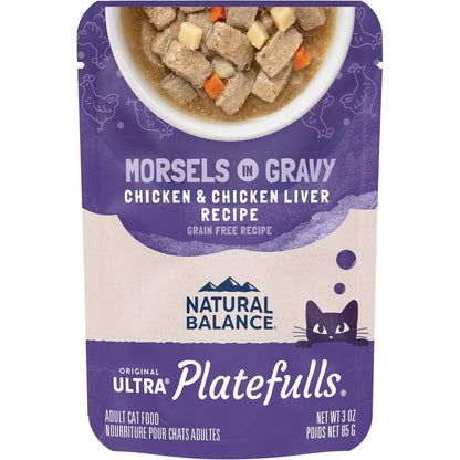 Natural Balance Original Ultra Platefulls Indoor Chicken and Chicken Liver wet cat food front pack view