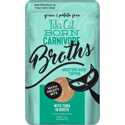 Tiki Pets Tiki Cat Born Carnivore Broth Tuna front view packaging.