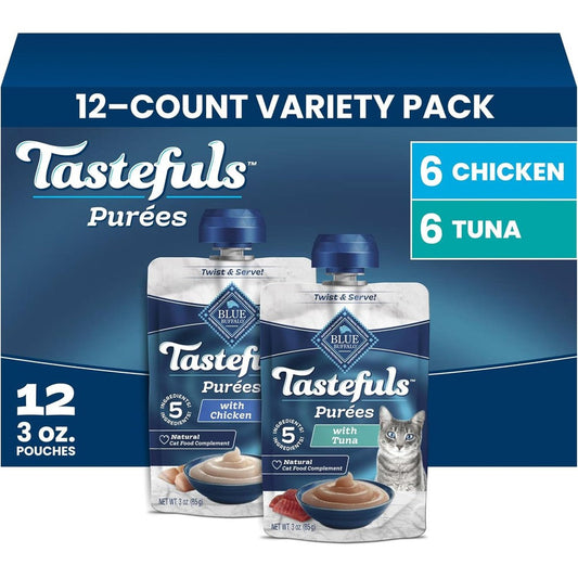 Blue Buffalo Tastefuls Purees wet cat food complement front view premium imported cat treats India