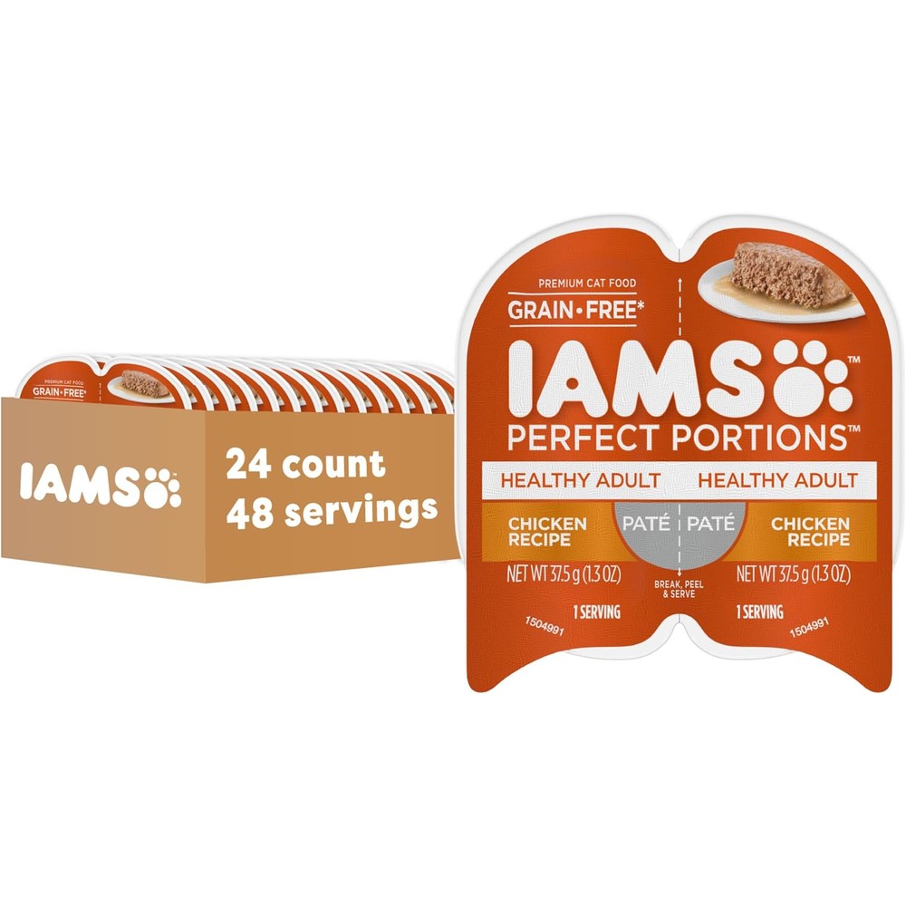 IAMS Perfect Portions Sensitive Digestion and Skin wet cat food front view premium imported pet supplies.