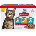 Hill's Science Diet adult wet cat food variety pack front view showing 12 pouches