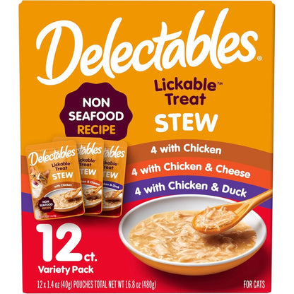 Delectables non seafood stew lickable wet cat treats variety pack front view