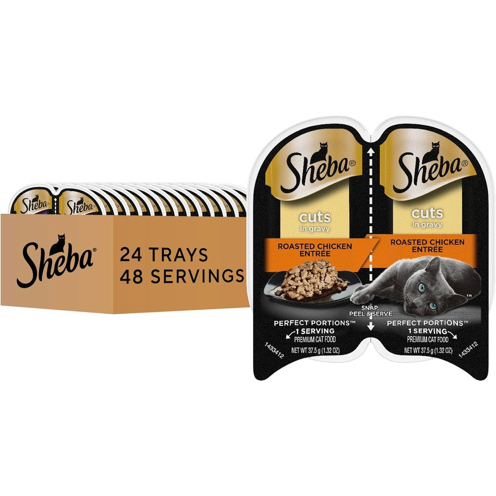 Sheba Perfect Portions Cuts in Gravy Roasted Chicken front view premium cat food