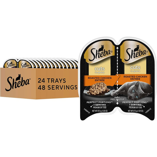 Sheba Perfect Portions Cuts in Gravy Roasted Chicken front view premium cat food
