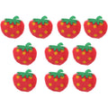 Toddmomy 10 Pack Plush Strawberry Cat Toys front view of soft red pet play items.