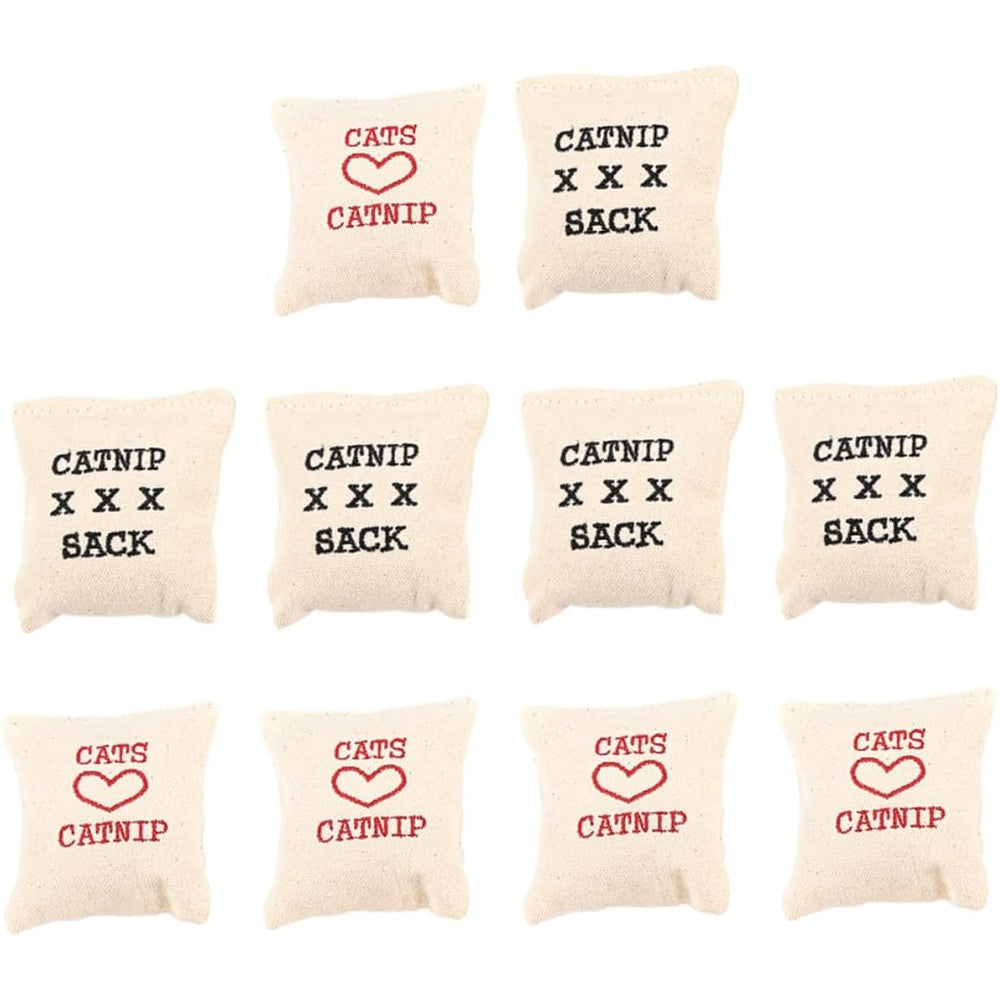 Toyvian catnip toys ten pieces canvas sacks front view for indoor cats