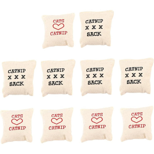 Toyvian catnip toys ten pieces canvas sacks front view for indoor cats