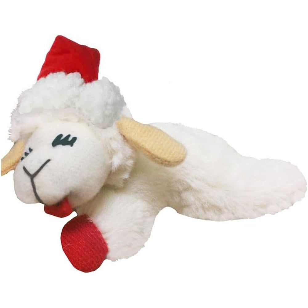 Multipet Holiday Lamb Chop plush cat toy front view