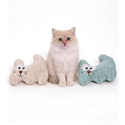 VisnzvLux two pack kitten stuffed animal cat toy front view with coffee and cyan colors.