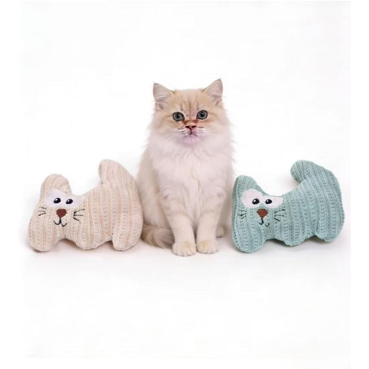 VisnzvLux two pack kitten stuffed animal cat toy front view with coffee and cyan colors.