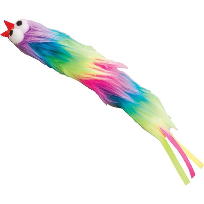SPOT Ethical Pets Tie Dye Plush Cat Toy front view showing colorful faux fur