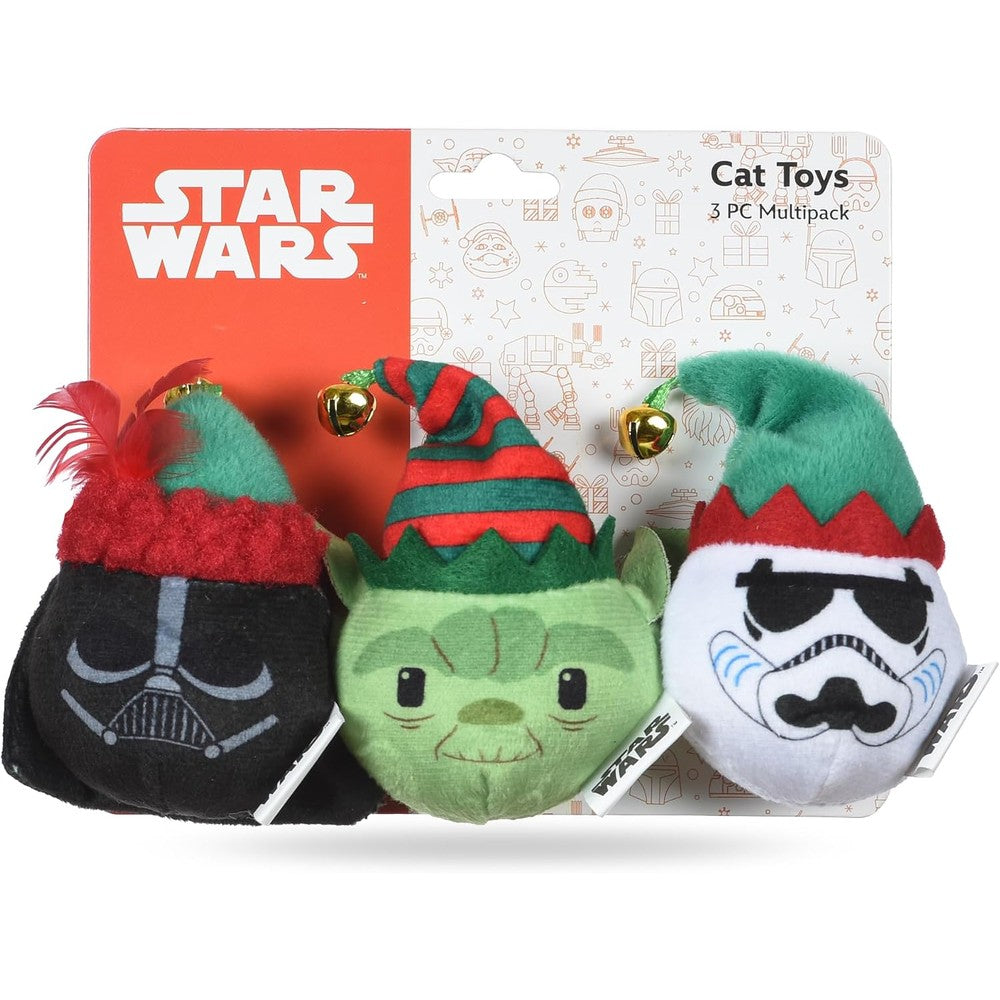Star Wars Holiday 3 Pack Cat Toys packaging front view with festive character jingle balls