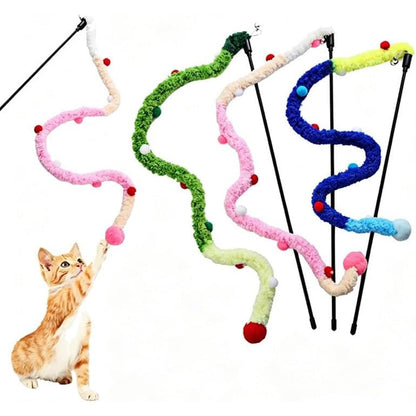 IUHKBH plush cat wands three pack front view interactive pet toys