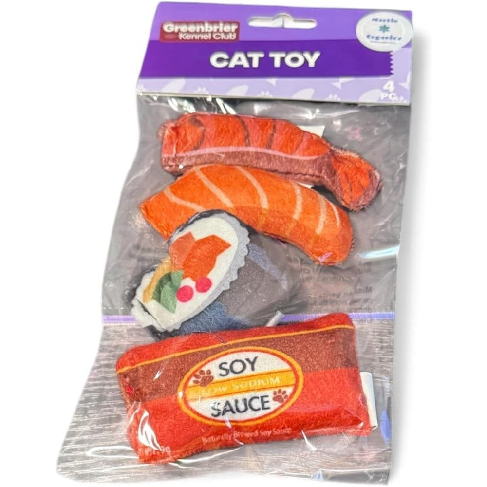 Generic 4 Cushion Cat Fun food themed plush toys front view showing four unique sushi designs