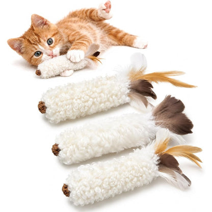 Agape Wool Cat Toys with catnip and silvervine three pack front view