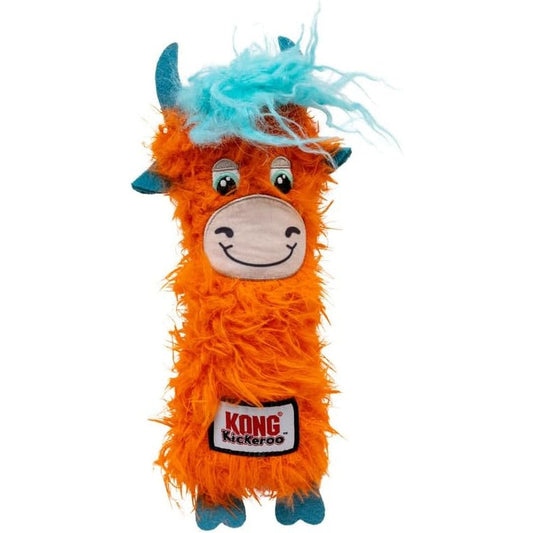 KONG Kickeroo Highland Cow Cat Toy front view showing plush texture