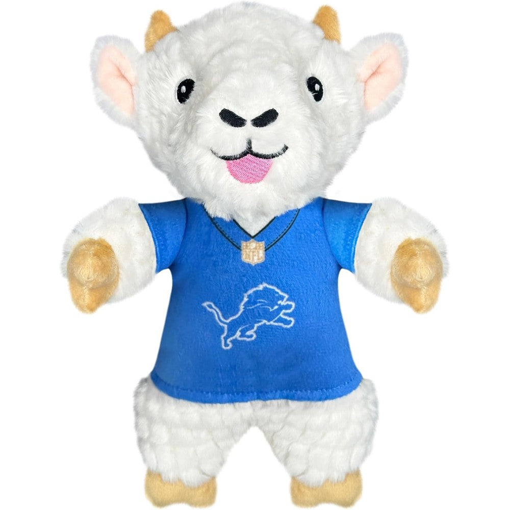 Pets First NFL Detroit Lions Goat Plush Toy front view with team jersey
