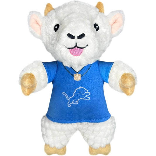 Pets First NFL Detroit Lions Goat Plush Toy front view with team jersey