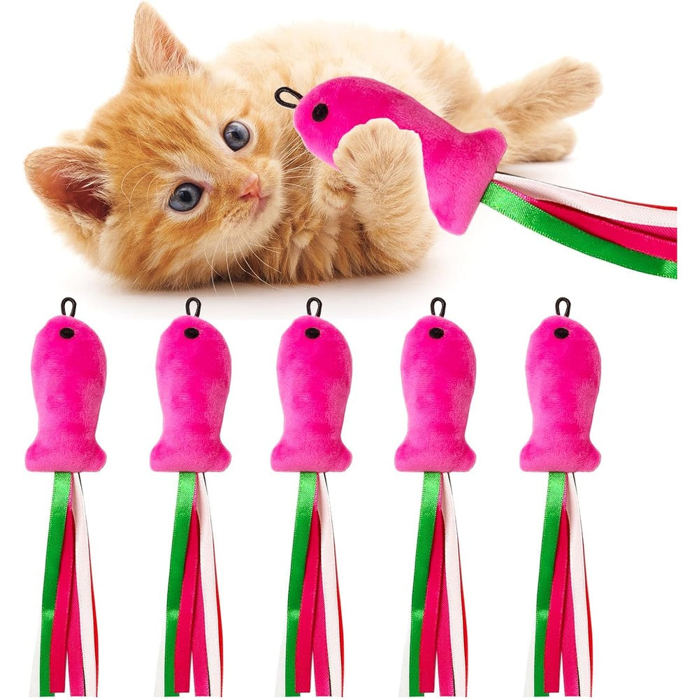 ZeyZoo catnip floppy fish cat toys front view of five piece pack