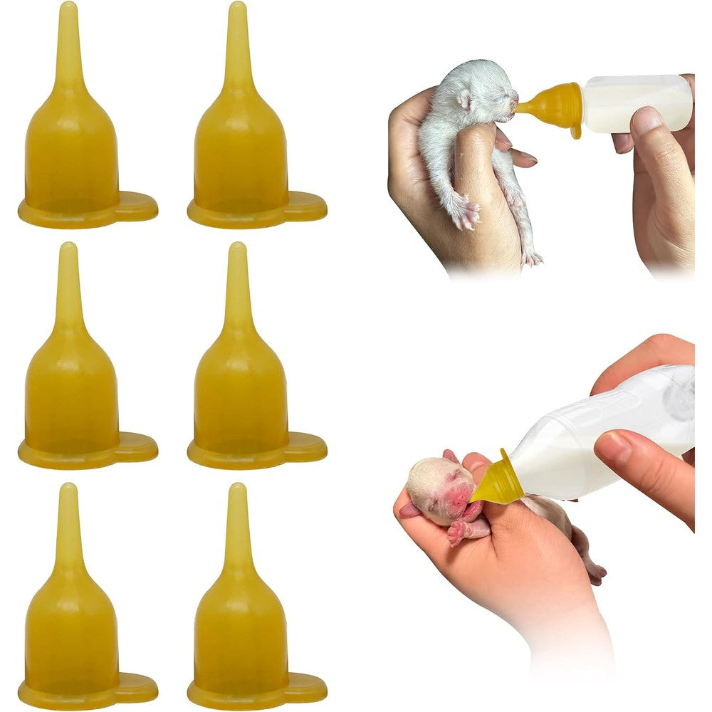 ViaGasaFamido Kitten Nipples For Feeding Newborn Kittens And Puppies Soft Silicone Pet Nursing Pack Fits Common Plastic Bottle Openings Six Pack
