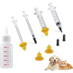 REDDOUDOU Pet Nursing Bottle and Syringe Feeding Kit with Food Grade Silicone Nipples for Newborn Puppies Kittens and Small Animals