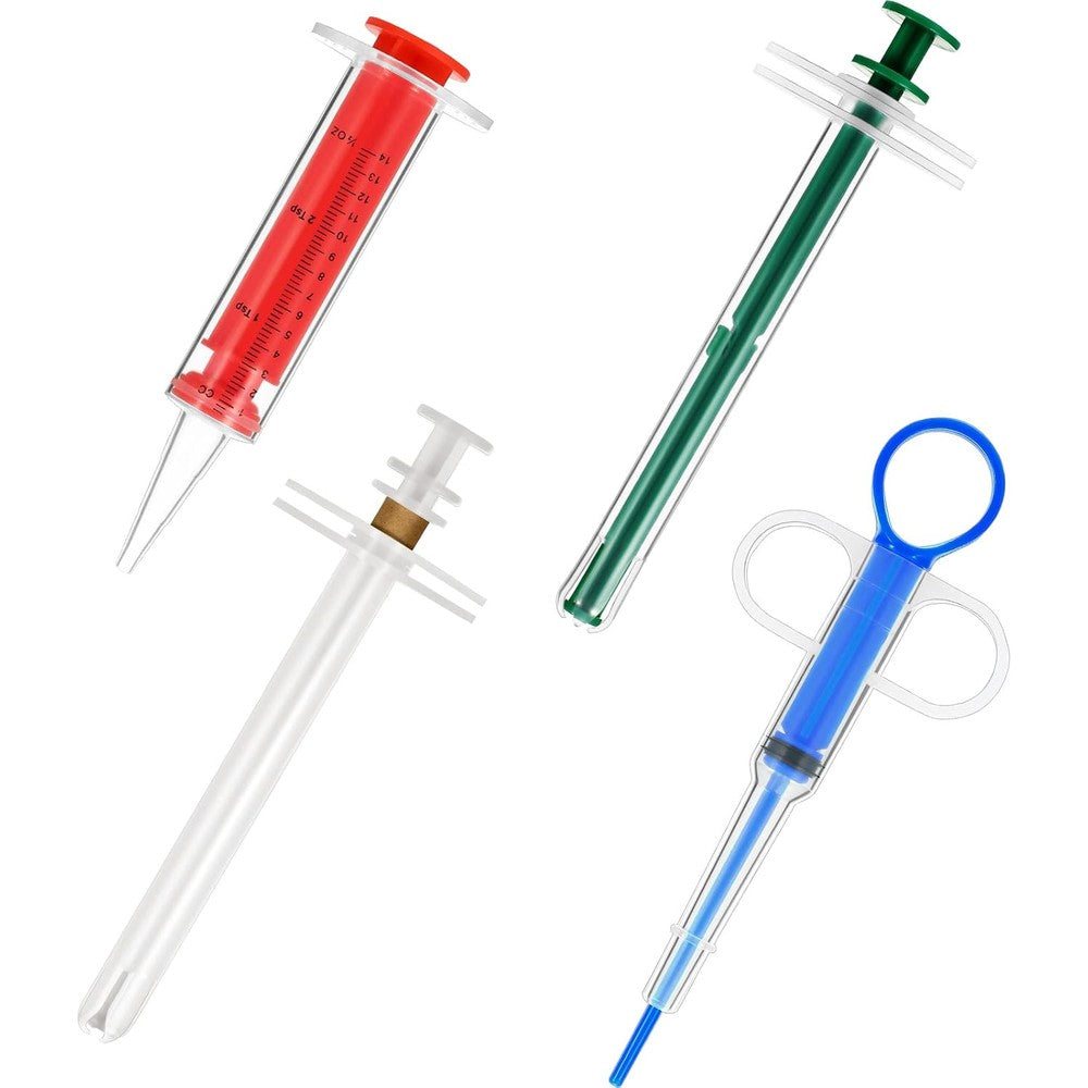 Patelai 4 Piece Pet Pill Shooter And Medicine Syringe Feeder Set For Cats Dogs And Small Animals Including Multiple Silicone Tips And Liquid Dispen...