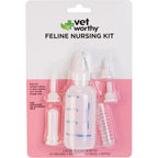 Vet Worthy 6-Piece Kitten Bottle Feeding Kit Includes 1 Graduated Cat Nursing Feeder 2 Ounce 5 Soft Nipples and 1 Cleaning Brush