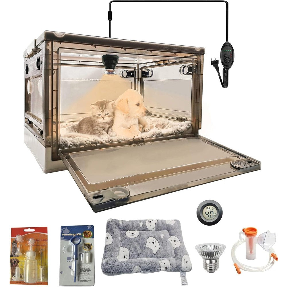 GIFANK Puppy Incubator With Heating Large Pet Brooder Nursery Kitten Care Unit With Nebulization Kit Fifty Five Liters