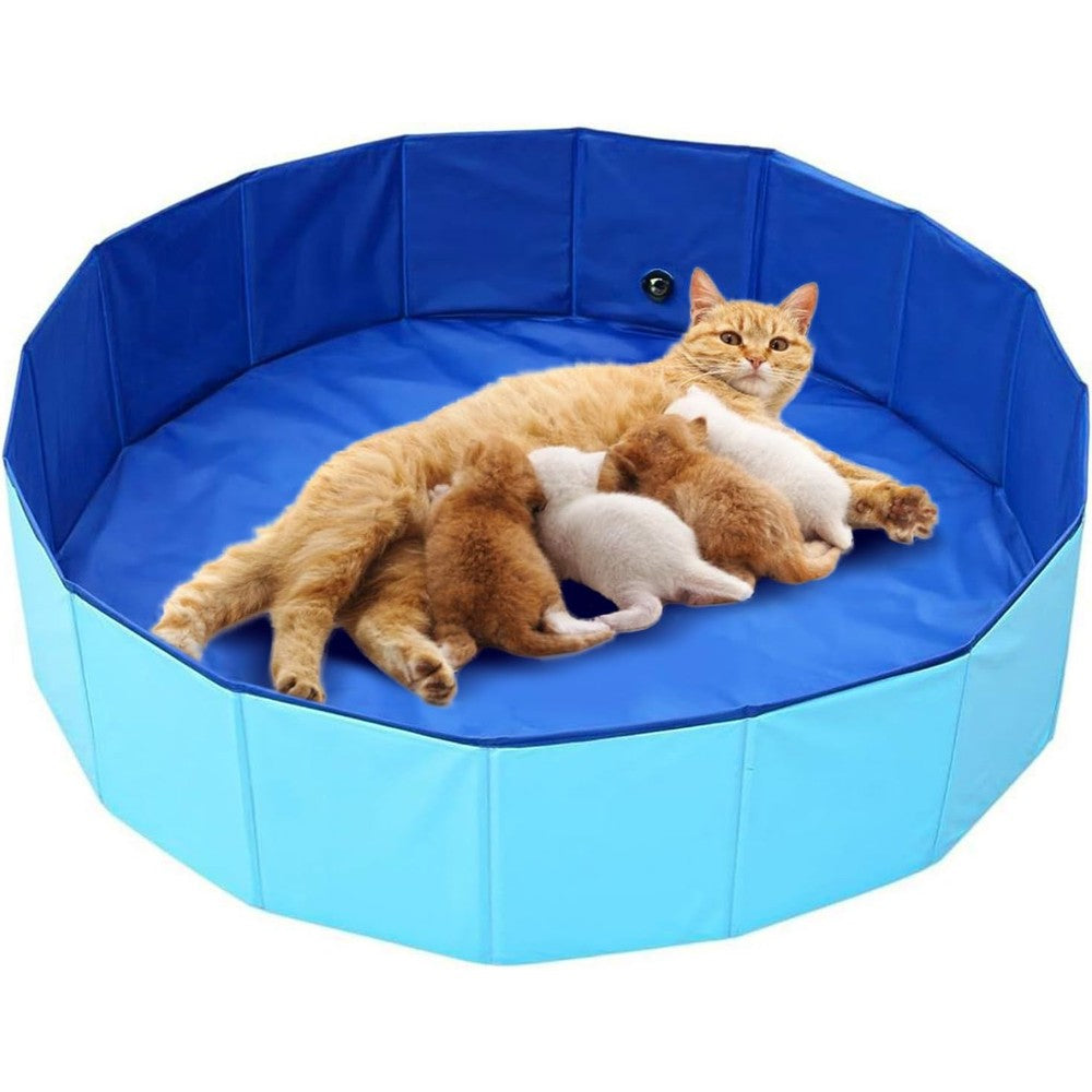 OIEKUN Large Cat Birthing Box And Whelping Pool For Queen Cats Foldable Waterproof Plastic 32 Inch Diameter