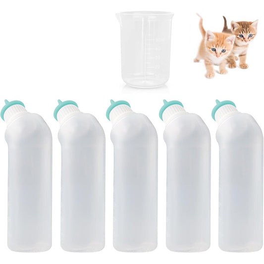 Xuandea 5Pack Kitten Bottle For Nursing Puppy Milk Kitten Bottles Feeding Kit With Silicone Nipples For Newborn Pets (Green, 5 Count)