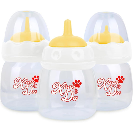 Xuanda Pet Feeding Bottle 3 Pack 60ml Nursing Bottle With 3 Sizes Nipple Ventilation Valve Yellow