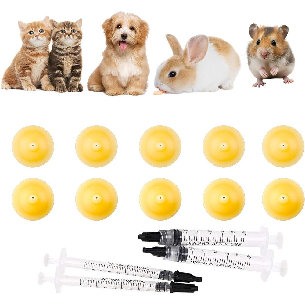 Jiaxix Pet Silicone Nursing Nipple And Feeding Syringe Kit For Newborn Kittens And Puppies Mini And Original Pack