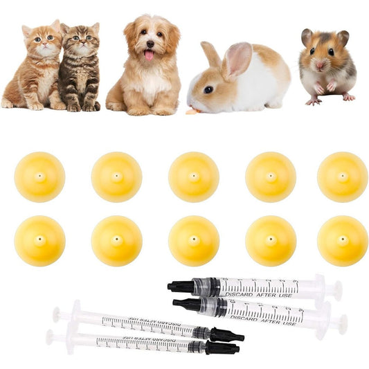 Jiaxix Pet Silicone Nursing Nipple And Feeding Syringe Kit For Newborn Kittens And Puppies Mini And Original Pack